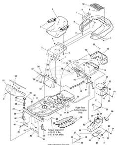 Frame, Body And Seat Group Diagram and Parts List for 2690520 (107277721)(2005) Briggs and Stratton Lawn Tractor